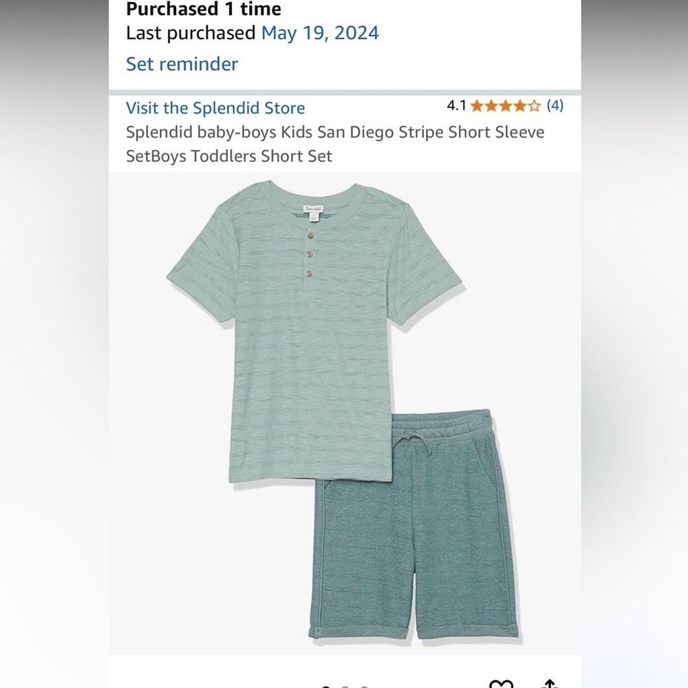Splendid toddlers San Diego stripe short sleeve shorts set nwt size 3 boys
